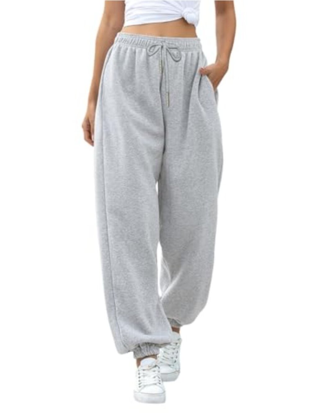 Women's High Waist Sweatpants, Cotton Blend Drawstring Lounge Pants, Joggers